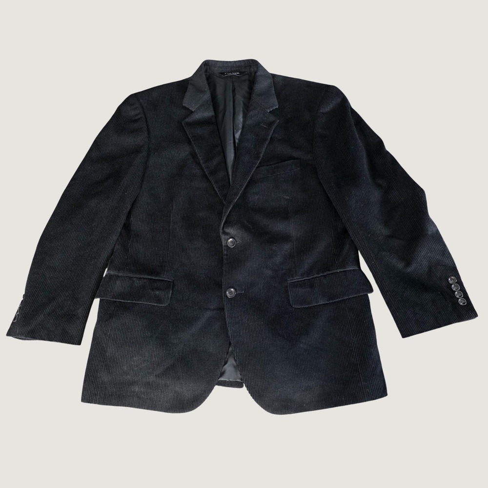 Jos A Bank Mens 42S Black Corduroy Blazer Wool Silk 2 Button Sport Coat